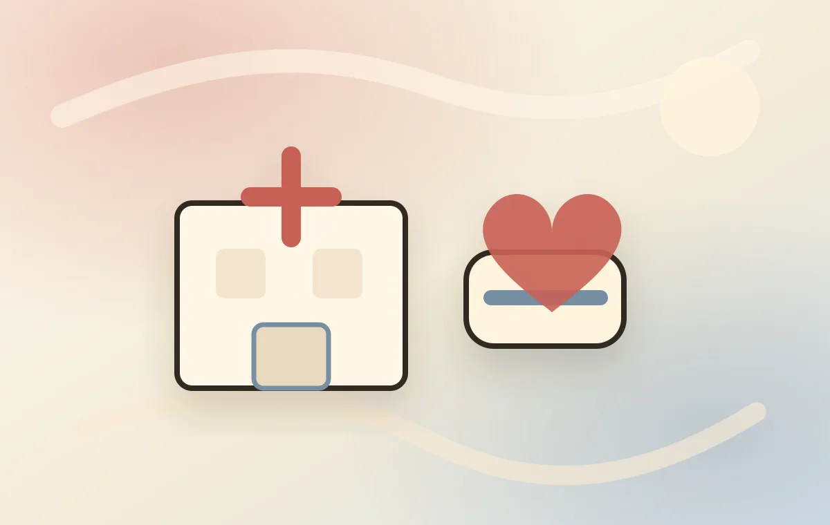 Illustration with a medical symbol and bed for accommodation near Monza Hospital